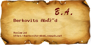 Berkovits Abád névjegykártya